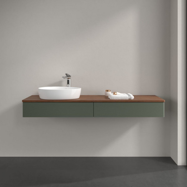 Wastafelmeubel Voor Opzet Waskom Villeroy en Boch Antao 1600x190x500mm Leaf Green Matt Lacquer/Wa...