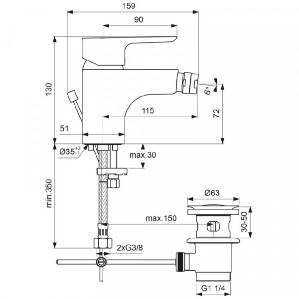 Ideal Standard Bidetkraan Ceraplan III Chroom