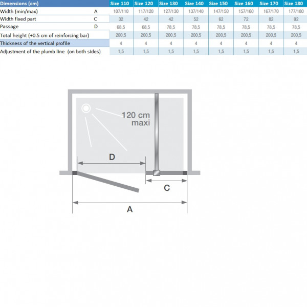 Kinedo Douchedeur Draaibaar SMART DESIGN Centrale deur zonder drempel, nis 2000x6mm