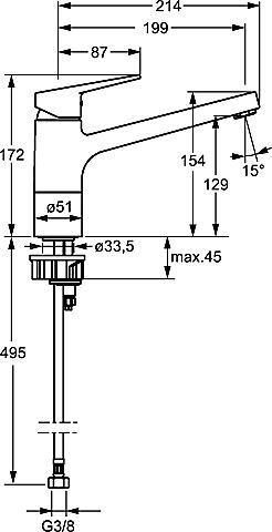 Hansa Hansatwist 1 gats keukenkraan met open hendel met 150° draaibare uitloop 19.9cm chroom 09142285