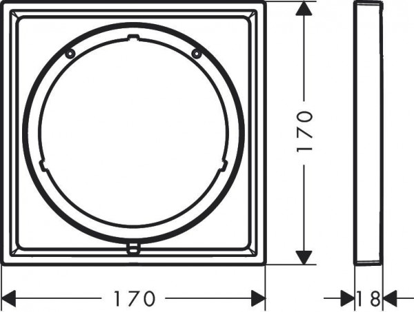 Rozet Hansgrohe ShowerSelect Comfort E ø5mm 170x170x18 mm Zwart Mat