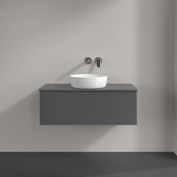 Wastafelmeubel Voor Opzet Waskom Villeroy en Boch Antao 1000x360x500mm Anthracite Matt Laquered