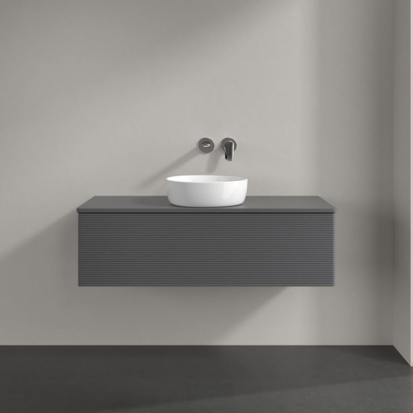 Wastafelmeubel Voor Opzet Waskom Villeroy en Boch Antao 1200x360x500mm Anthracite Matt Laquered