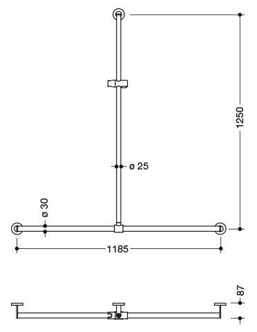 Hewi Badgreep System 900 met douchestang Glanzend Chroom 900.35.43240