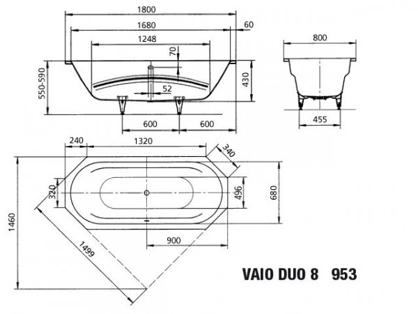 Kaldewei Octagonaal bad 953 Vaio Duo (233300010)