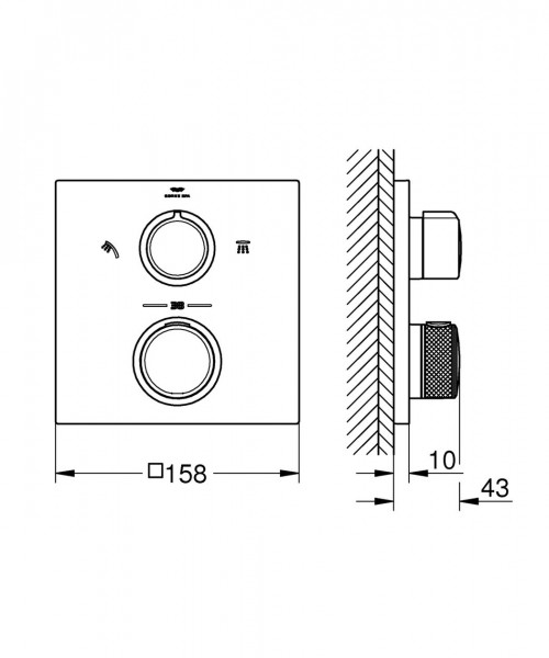 Inbouw Douchekraan Grohe Allure thermostatisch 2jet Hard Graphite