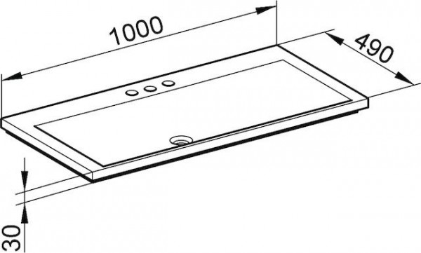 Meubelwastafel Keuco Royal Reflex, 3x1 gaten, 1000x30x491mm Wit