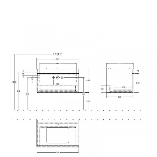 Villeroy en Boch Wastafelmeubels Venticello 757 x 436 x 502 mm