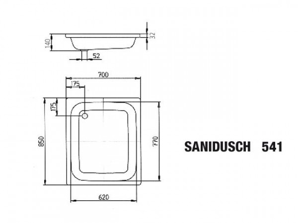 Kaldewei Douchebak Rechthoekig Mod.541 Sanidusch (448100010)