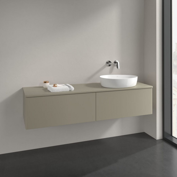 Meuble Pour Vasque à Poser Villeroy et Boch Antao à droite Lumière 2 tiroirs 1600x360x500mm Stone Grey Matt Lacquer