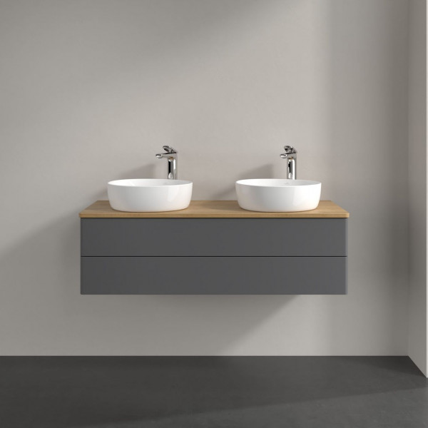 Dubbel Wastafelmeubel Villeroy en Boch Antao 1200x360x500mm Anthracite Matt Laquered/Honey Oak