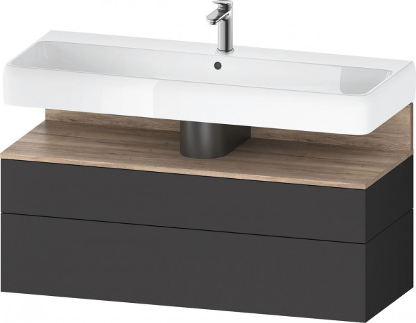 Meuble Pour Vasque à Poser Duravit Qatego suspendu 2 tiroirs 1190mm Chêne Marbré Mat/Graphite Mat QA4396055490000