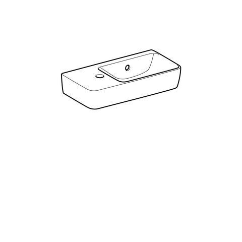 Geberit Renova compact wastafel 50 cm kraangat links met overloop, wit