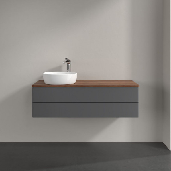 Wastafelmeubel Voor Opzet Waskom Villeroy en Boch Antao 1200x360x500mm Anthracite Matt Laquered/W...