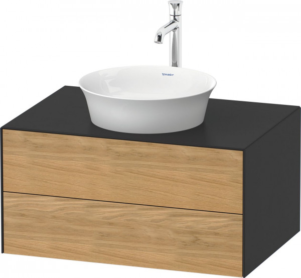 Meuble Pour Vasque à Poser Duravit White Tulip 2 tiroirs 800x408mm Chêne Naturel Massif/Graphite Satiné WT49850H558