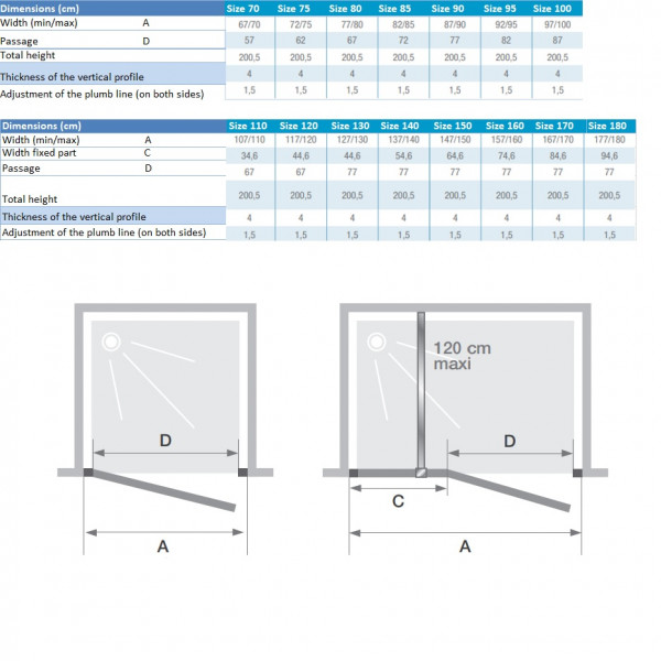 Kinedo Douchedeur Draaibaar SMART DESIGN P zonder drempel, met verstevigingsbalk, nis 2000x6mm