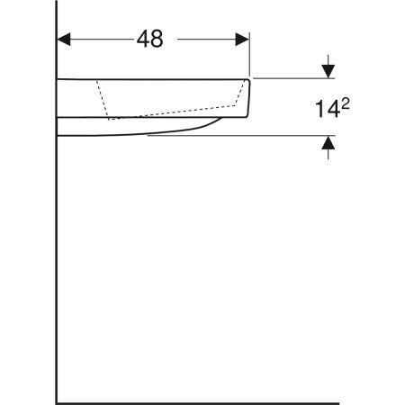 Meubelwastafel Geberit ONE 1 gat, Wastafel rechts, Horizontale uitloop 900x484mm Wit/Bright White