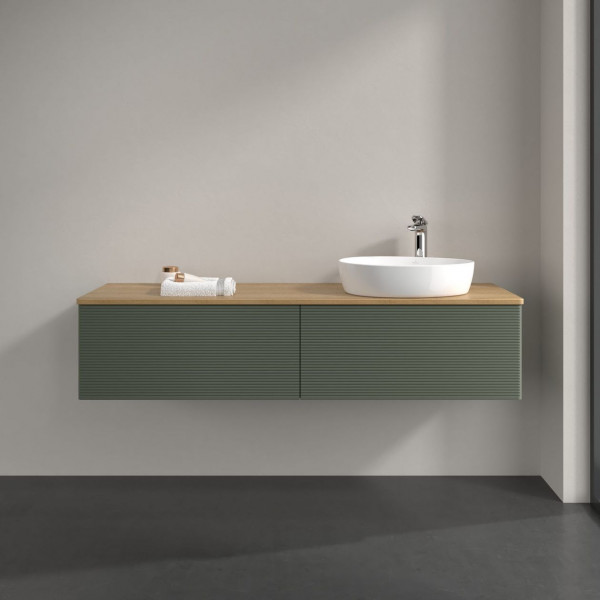 Wastafelmeubel Voor Opzet Waskom Villeroy en Boch Antao 1600x360x500mm Leaf Green Matt Lacquer/Ho...