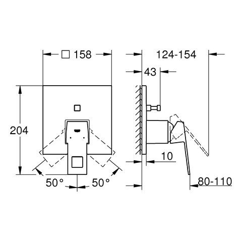 Grohe Eurocube afbouwdeel v. inbouw badkraan m. omstel supersteel 24062DC0