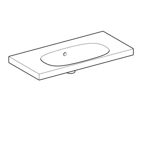 Geberit Acanto wastafel compact zonder kraangat met overloop 90x42.2x16.8cm m. afleg wit 500634012 500.634.01.2