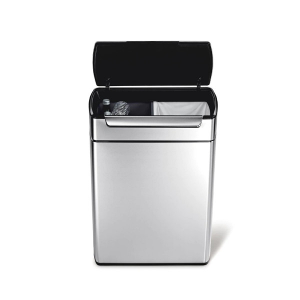 Simplehuman poubelle rectangulaire à barre tactile et à double compartiment 48L CW2018