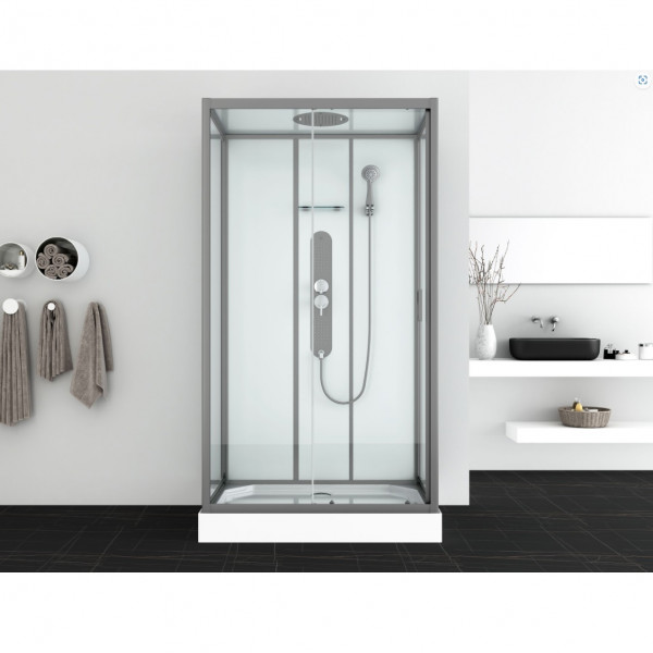 Cabine de Douche 80x120cm Allibert UYUNI 1 mur Gun Metal 247661