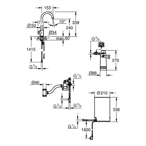 Grohe Kokend Water Kraan GROHE Red Mono 379mm