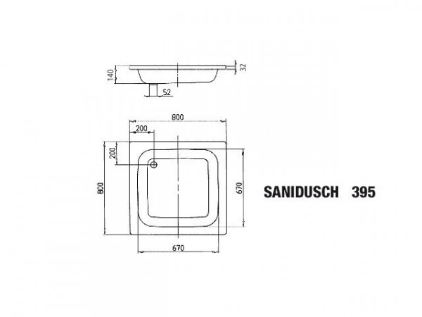 Kaldewei Douchebak Vierkant Mod.395 Sanidusch (331000010)