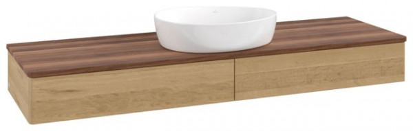 Wastafelmeubel Voor Opzet Waskom Villeroy en Boch Antao 1600x190x500mm Honey Oak/Warm Walnut