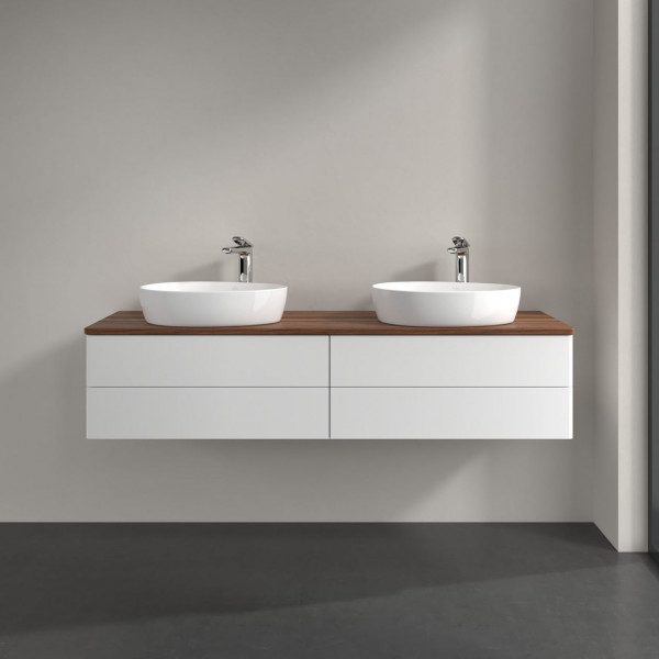 Dubbel Wastafelmeubel Villeroy en Boch Antao 1600x360x500mm White Matt Laquered/Warm Walnut