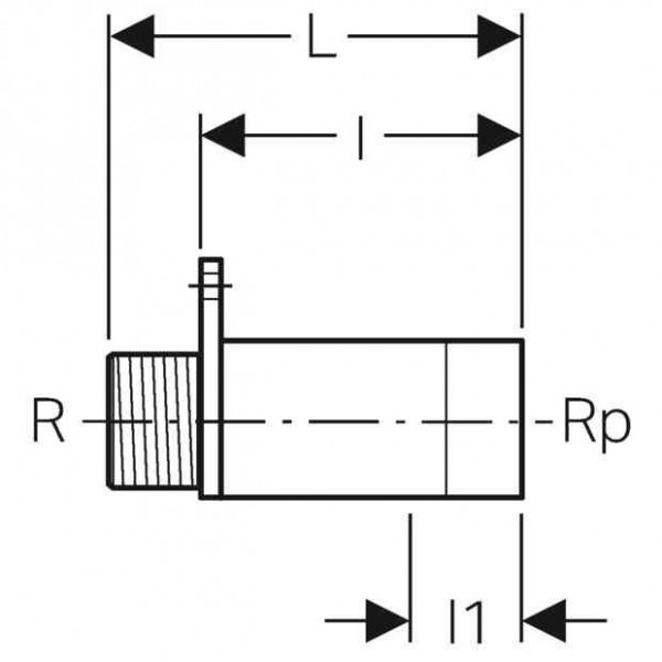 Geberit Rechtse aansluiting Rg R1/2-Rp1/2 L:57mm MeplaFix (602283001)
