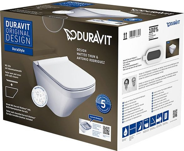 Pack WC Suspendu Duravit DuraStyle SoftClose WonderGliss 373x393mm Blanc 45510900A11