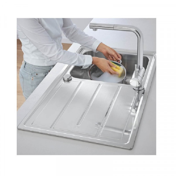 Grohe Inbouw Spoelbak K500 Sink-Benel met spoelbak in RVS/Eéngreeps Wastafelmengkraan RVS 31573SD0