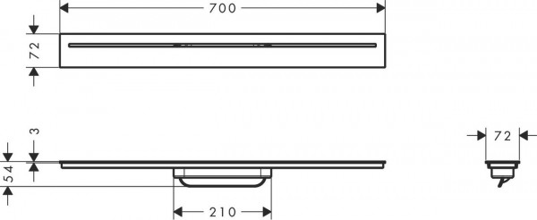 Douchegoot Axor Drain Standaard installatie 700mm Zwart Mat