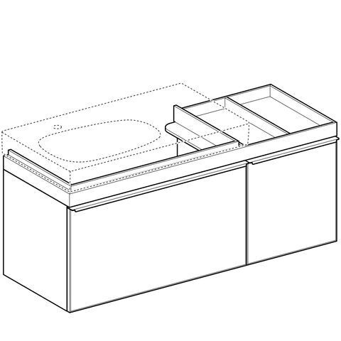 Geberit Citterio onderbouwkast met 2 laden 133.4x55.4x50.4cm met opbergruimte rechts voor wastafel met afleg rechts grijs/zwart 500.567.jj.1