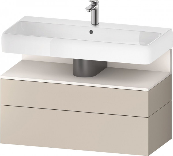 Meuble Pour Vasque à Poser Duravit Qatego suspendu 2 tiroirs 990mm Blanc Super Mat/Taupe Super Mat QA4395084830000