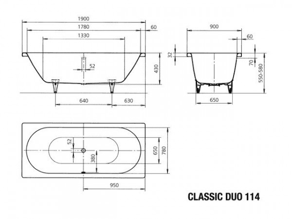 Kaldewei Standaard Bad model 114 Classic Duo (291500010)