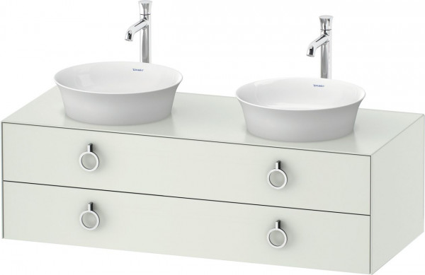 Meuble Double Vasque Duravit White Tulip 2 tiroirs, 4 poignées 1300x408mm Blanc mat soyeux WT4993B3636