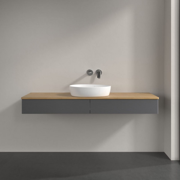 Wastafelmeubel Voor Opzet Waskom Villeroy en Boch Antao 1600x190x500mm Anthracite Matt Laquered/H...