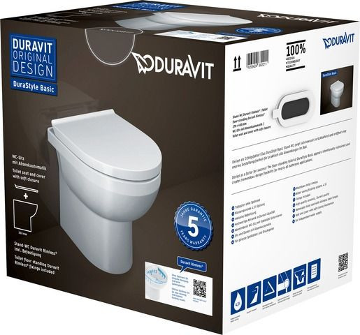 Duravit DuraStyle Basic closetset Staand diepspoel spoelrandloos 37x48cm met softclose closetzitting wit 41840900A1