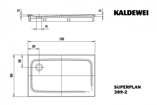 Kaldewei Douchebak Rechthoekig Mod.389-2 Superplan (447335000)