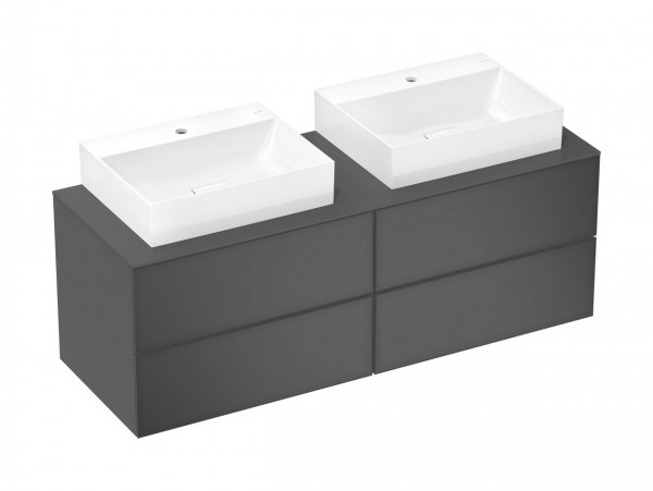 Wastafelmeubel Voor Opzet Waskom Hansgrohe Xevolos E 4 laden 1570x550x555mm Mat Leigrijs/Leigrijs...