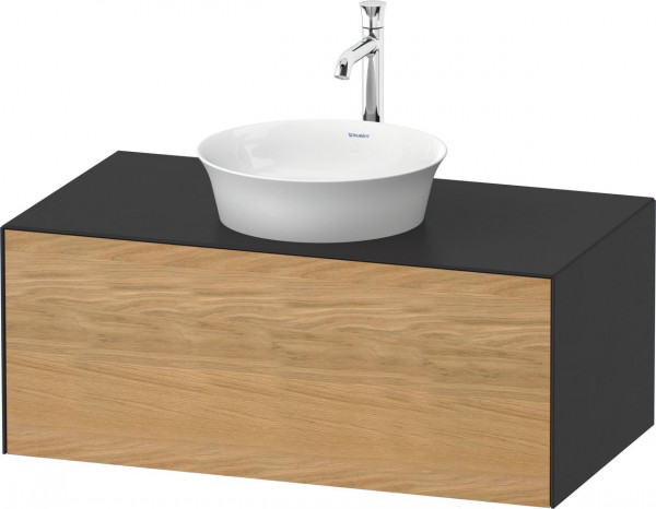 Meuble Pour Vasque à Poser Duravit White Tulip 1 tiroir 1000x408mm Chêne Naturel Massif/Graphite Satiné WT49760H558