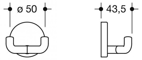 Hewi Handdoekhaakjes System 800 K Dubbele wandhaak ø 50 mm 800.90.04099