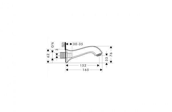 Hansgrohe Metris Classic baduitloop 3/4 chroom 13413000
