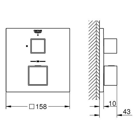 Grohe Grohtherm Cube afbouwdeel v. inbouw douchekraan thermostatisch brushed hard graphite 24153AL0