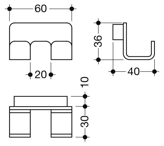 Hewi Handdoekhaakjes Serie 805 Dubbele wandhaak ø 36 mm Mat geborsteld