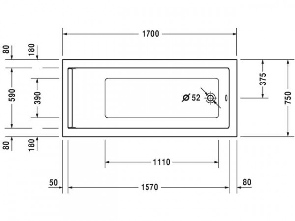 Duravit Starck Systeembad 165 liter Acryl 170x75 cm Wit