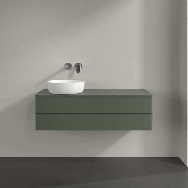 Wastafelmeubel Voor Opzet Waskom Villeroy en Boch Antao 1200x360x500mm Leaf Green Matt Lacquer