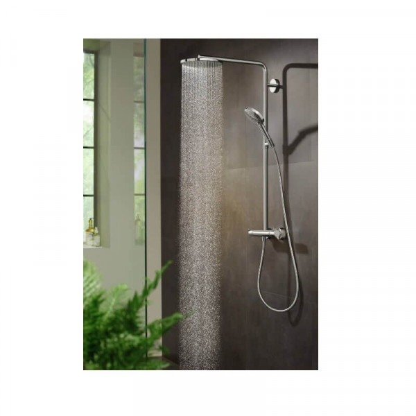 Hansgrohe Raindance 240 PowderRain 1jet showerpipe: m. Ecostat Comfort douchekraan thermostatisch m. Raind. Select S 120 3jet handd. en hoofdd. 1jet mat wit